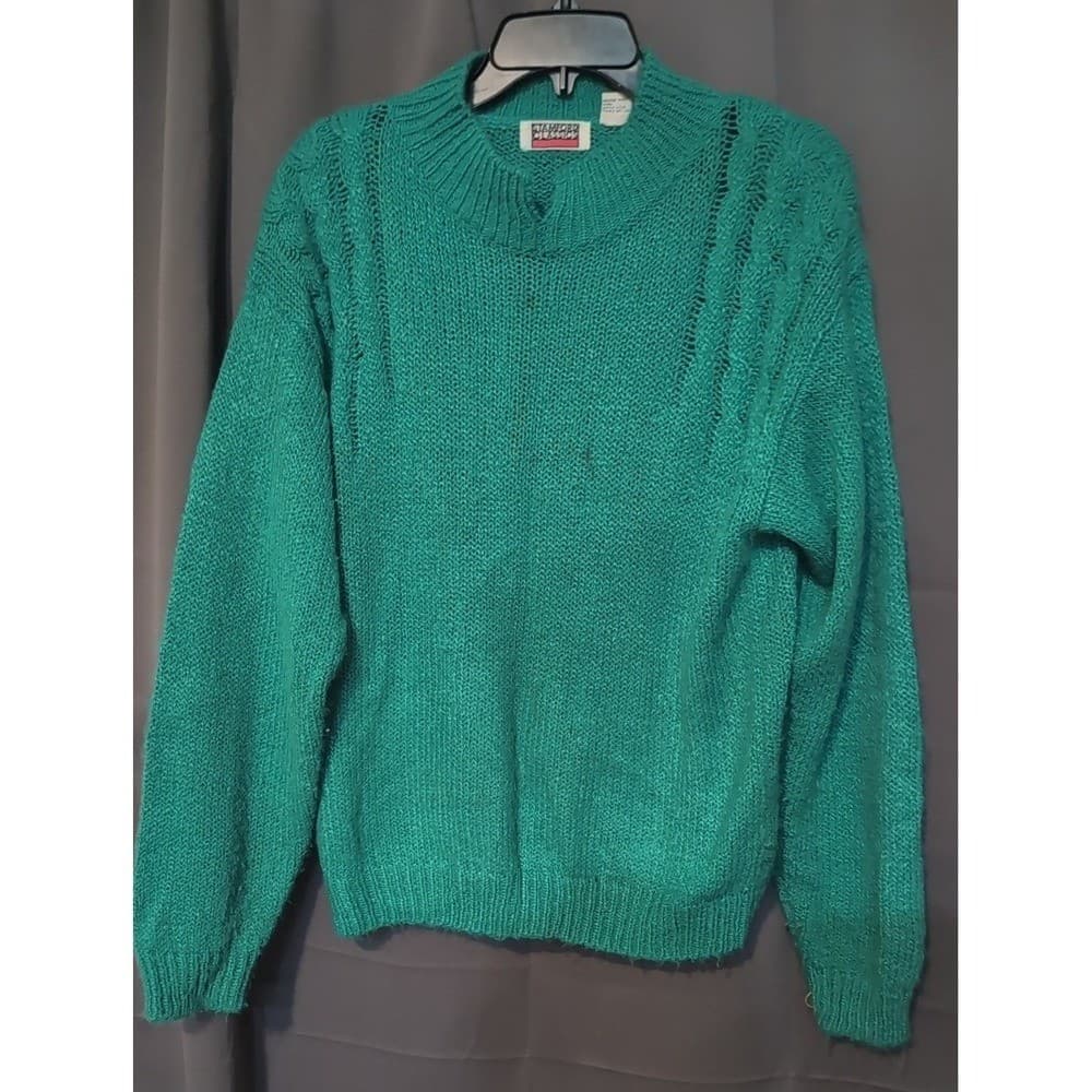 Stamford Classics Teal Green Knit Sweater, Vintage Women's Medium Pullover - Thumbnail 3