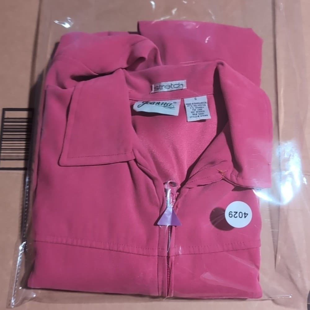 Joanna Stretch Pink Zip Up Collared Jacket. Women's Small Magenta Outerwear - Thumbnail 8