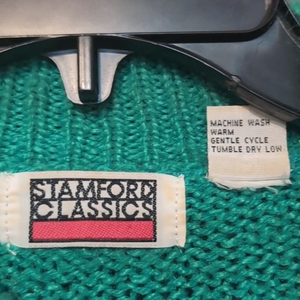 Stamford Classics Teal Green Knit Sweater, Vintage Women's Medium Pullover - Thumbnail 5
