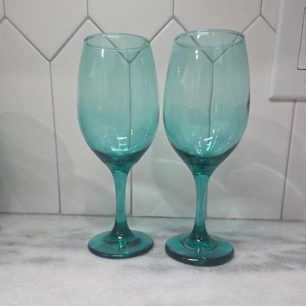Cristar Rioja Smoke Green Wine Glasses, Set of 2, Aqua Water Goblets, Stemware - Thumbnail 8