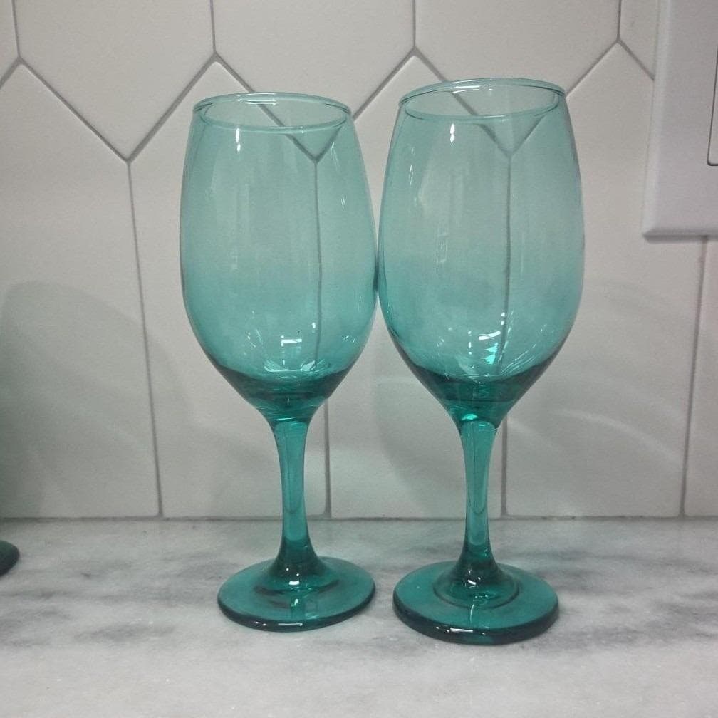 Cristar Rioja Smoke Green Wine Glasses, Set of 2, Aqua Water Goblets, Stemware - Thumbnail 9
