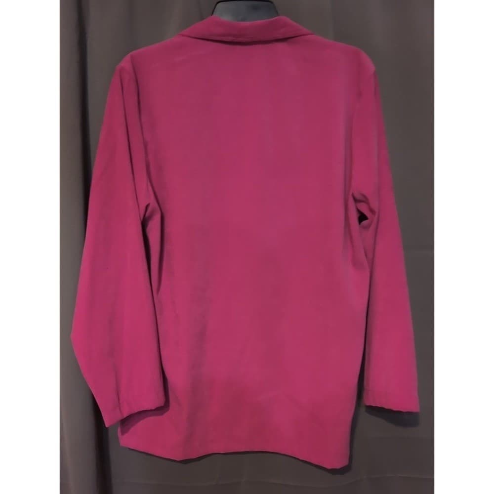 Joanna Stretch Pink Zip Up Collared Jacket. Women's Small Magenta Outerwear - Thumbnail 4