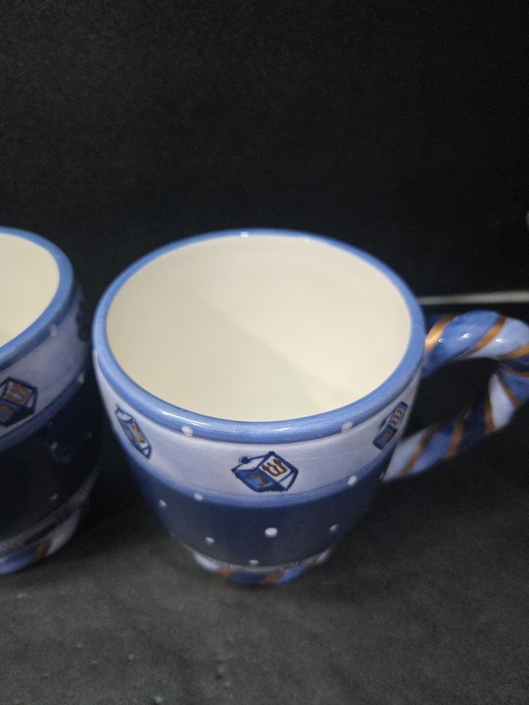 Chanukah Lights Coffee Mugs, Set of 2, Spindel Menorah Design, Cardinal Inc - Thumbnail 5