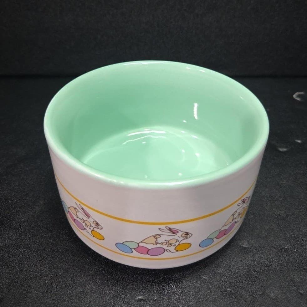 Little Bunny Collection Bowl, Vintage Pottery Childs Dish, Easter Rabbits Design - Thumbnail 6