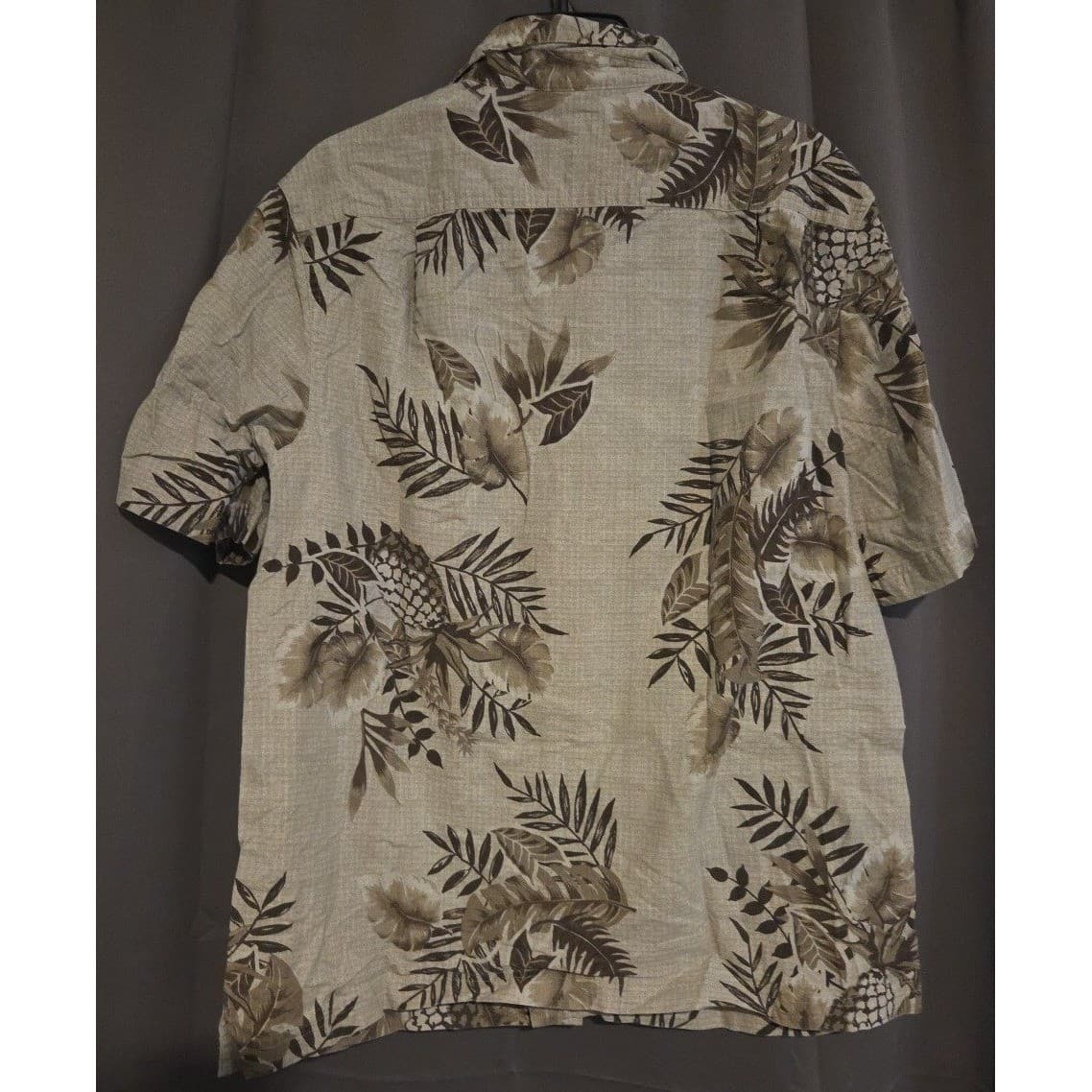 Croft & Barrow Tan Brown Pineapple Tropical Cotton Button Down, Men's Medium - Thumbnail 4