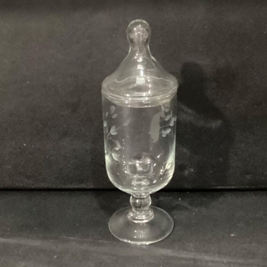 Princess House Heritage Apothecary Jar, Footed Candy Dish, Etched Container - Thumbnail 2