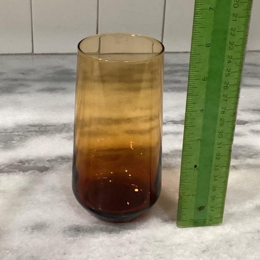 Rakle Amber Glass Tumblers, Set of 4 Mid Century Ombré Drinkware, Modern Glasses - Thumbnail 6