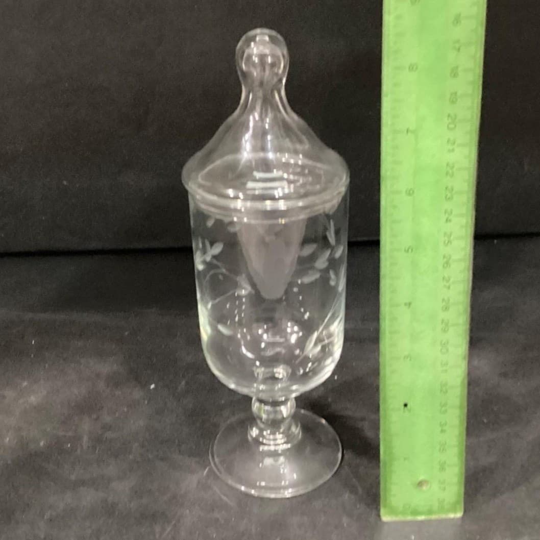 Princess House Heritage Apothecary Jar, Footed Candy Dish, Etched Container - Thumbnail 6