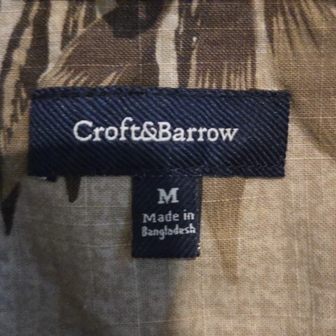 Croft & Barrow Tan Brown Pineapple Tropical Cotton Button Down, Men's Medium - Thumbnail 5