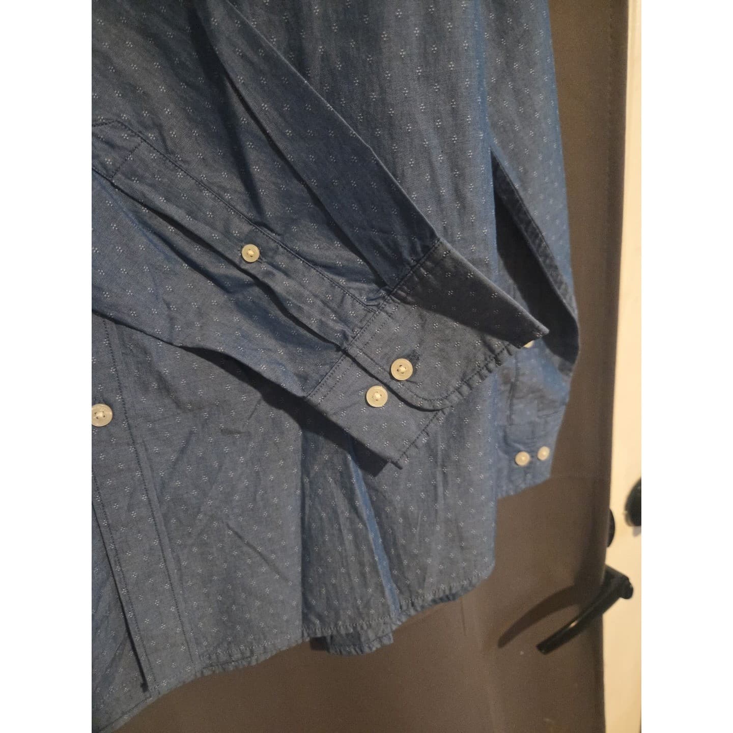 Michael Kors Classic Fit Ocean Blue Long Sleeve Button Down, Men's Large Shirt - Thumbnail 8