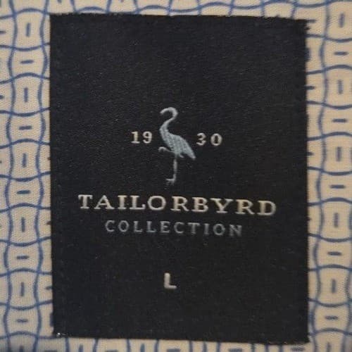 Tailorbyrd Collection Blue White Geometric 100% Cotton Button Up, Men's Large - Thumbnail 5