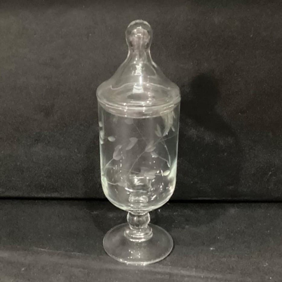 Princess House Heritage Apothecary Jar, Footed Candy Dish, Etched Container - Thumbnail 9