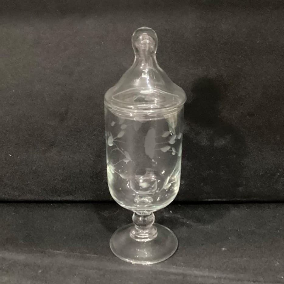 Princess House Heritage Apothecary Jar, Footed Candy Dish, Etched Container - Thumbnail 8