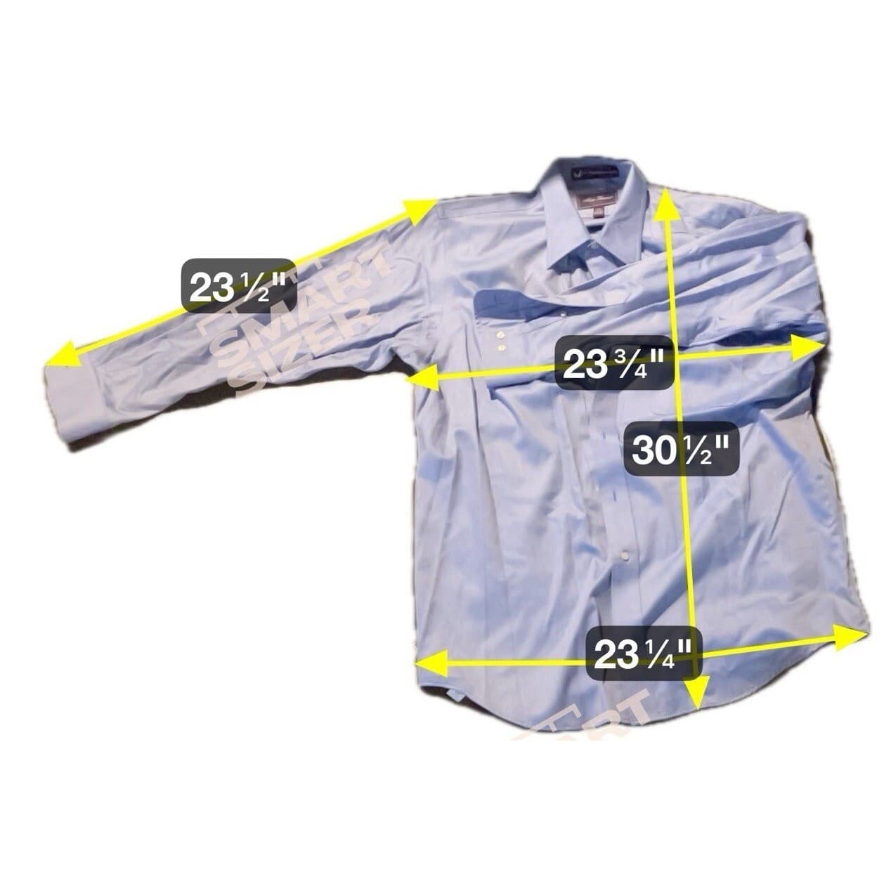 Alan Flusser Blue 100% Cotton Long Sleeve Dress Shirt, Men's 16 32/33, Pocket - Thumbnail 2