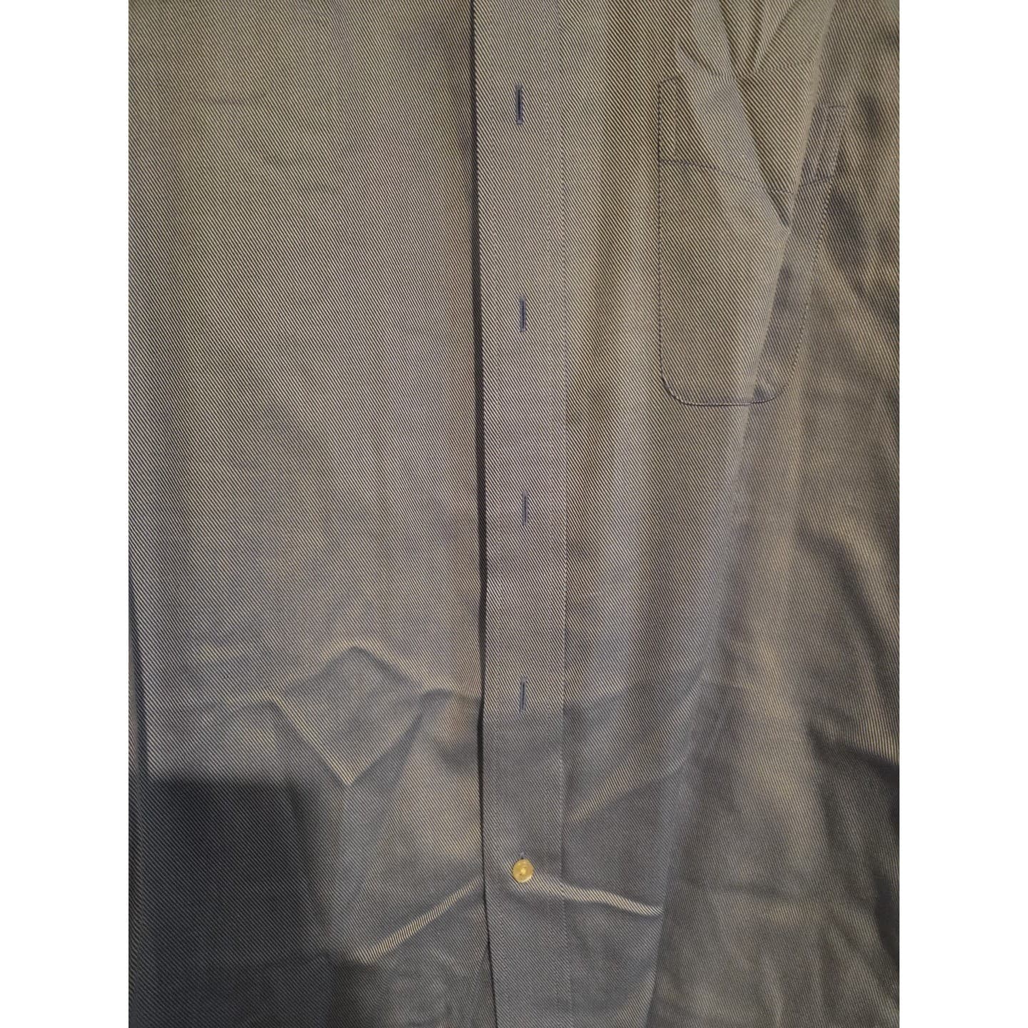 Alan Flusser Blue 100% Cotton Long Sleeve Dress Shirt, Men's 16 32/33, Pocket - Thumbnail 7