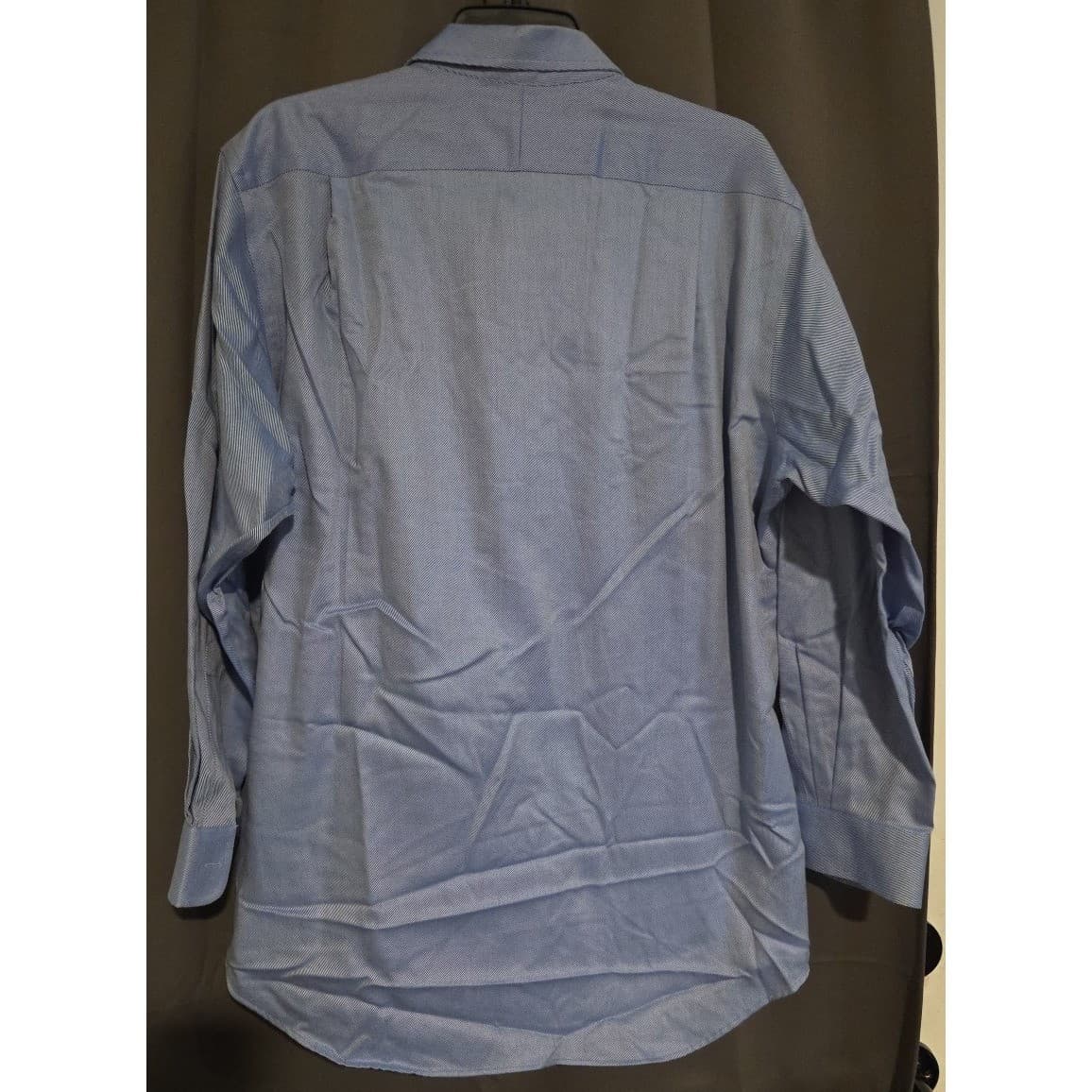 Alan Flusser Blue 100% Cotton Long Sleeve Dress Shirt, Men's 16 32/33, Pocket - Thumbnail 4