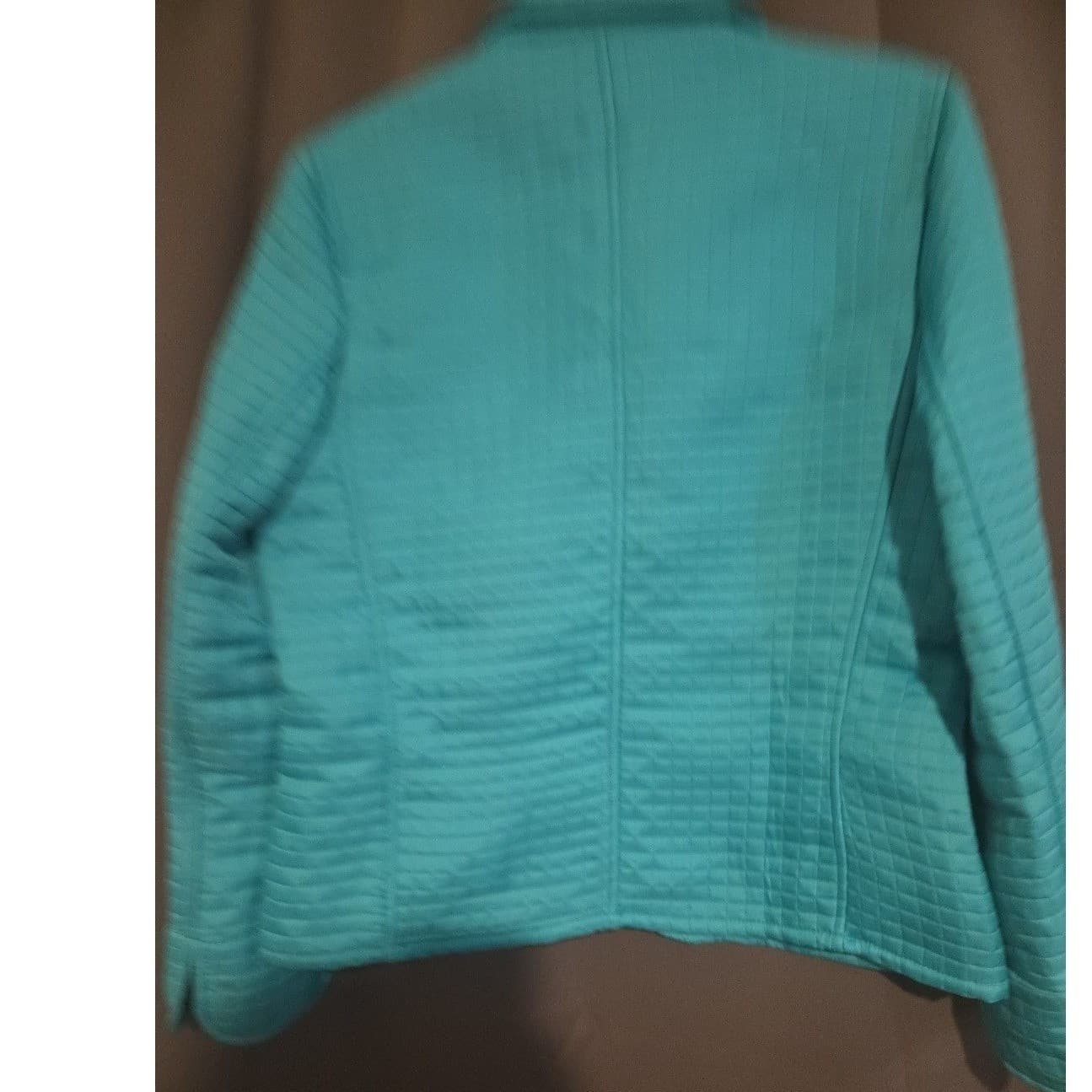 Harve Benard by Benard Holtzman Turquoise Quilted Grid Jacket, Woman's Size 10 - Thumbnail 4