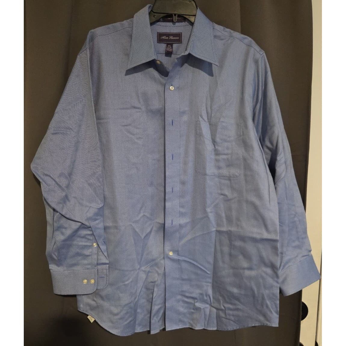 Alan Flusser Blue 100% Cotton Long Sleeve Dress Shirt, Men's 16 32/33, Pocket - Thumbnail 3
