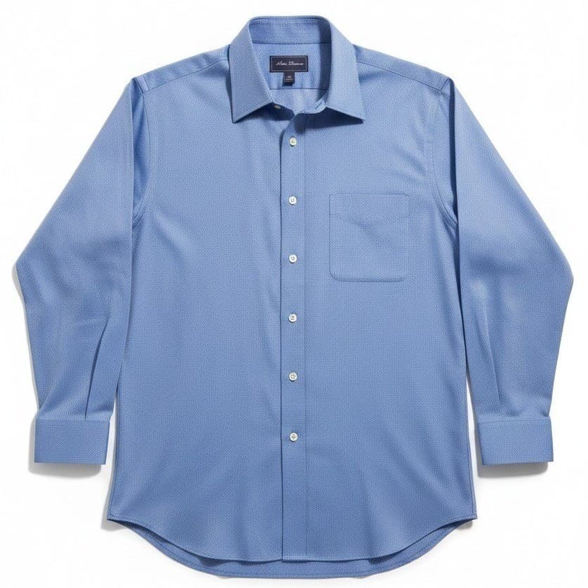 Alan Flusser Blue 100% Cotton Long Sleeve Dress Shirt, Men's 16 32/33, Pocket
