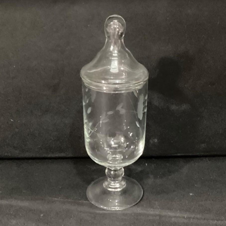 Princess House Heritage Apothecary Jar, Footed Candy Dish, Etched Container - Thumbnail 11