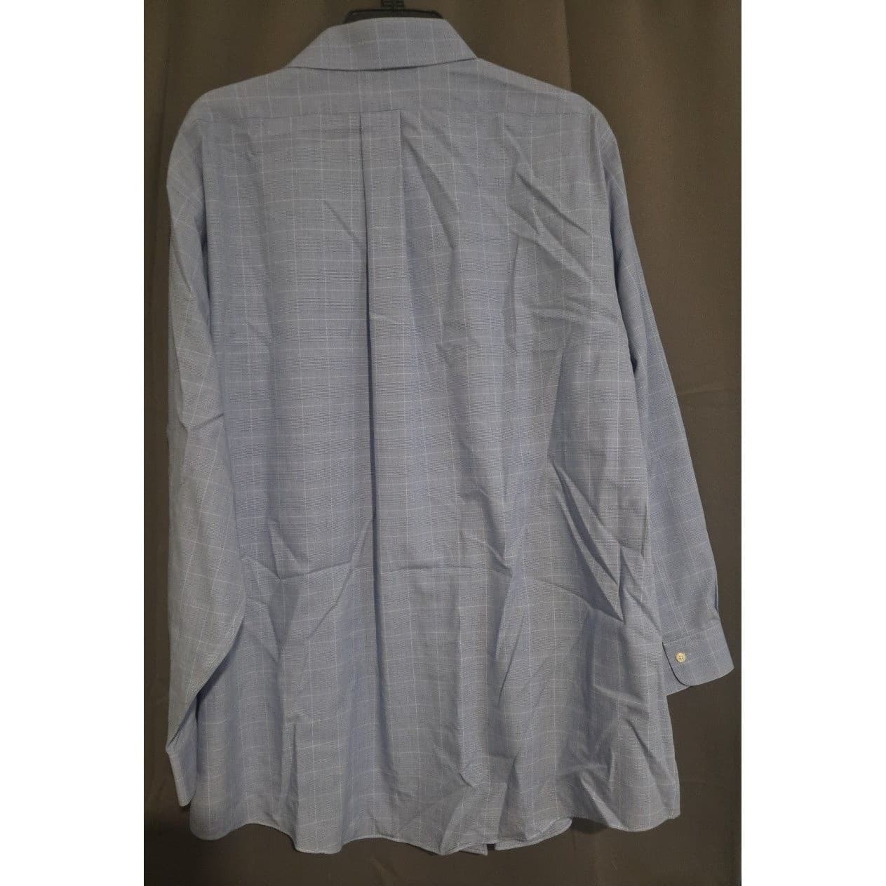 Brooks Brothers Blue Glen Plaid Traditional Fit Non-Iron Dress Shirt Men's 17-33 - Thumbnail 4