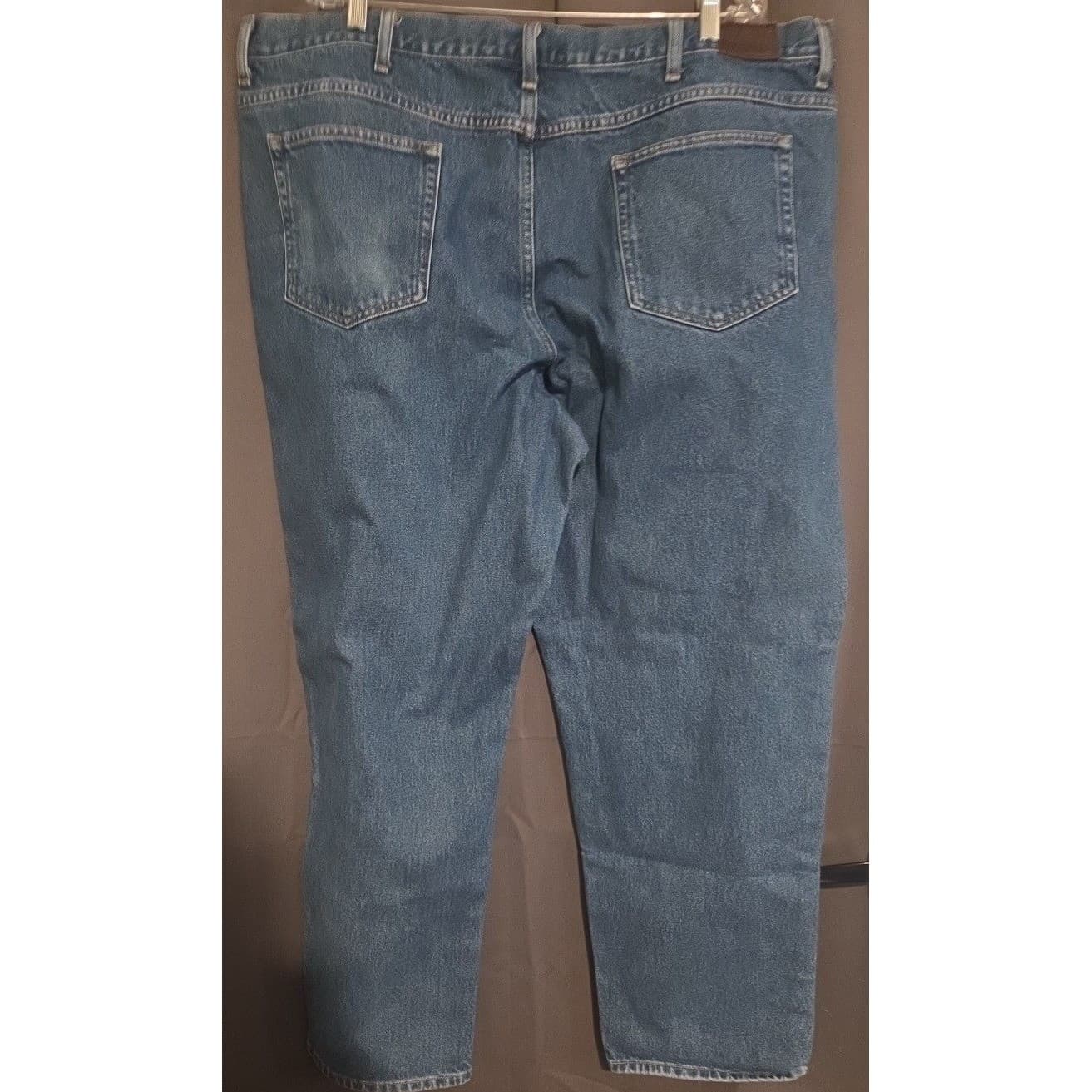 LL Bean Natural Fit Blue Denim Straight Leg Jeans, Men's 46x32, Medium Wash - Thumbnail 4