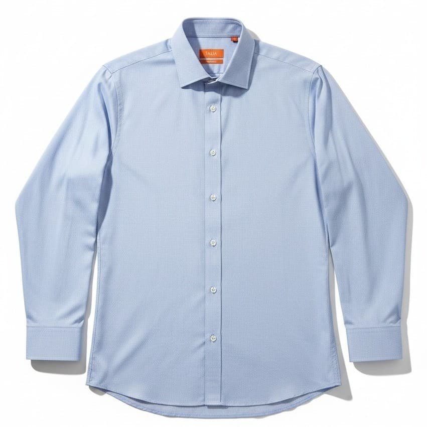 Tallia Mens Slim Fit Dress Shirt Light Blue Floral Damask Textured Long Sleeve