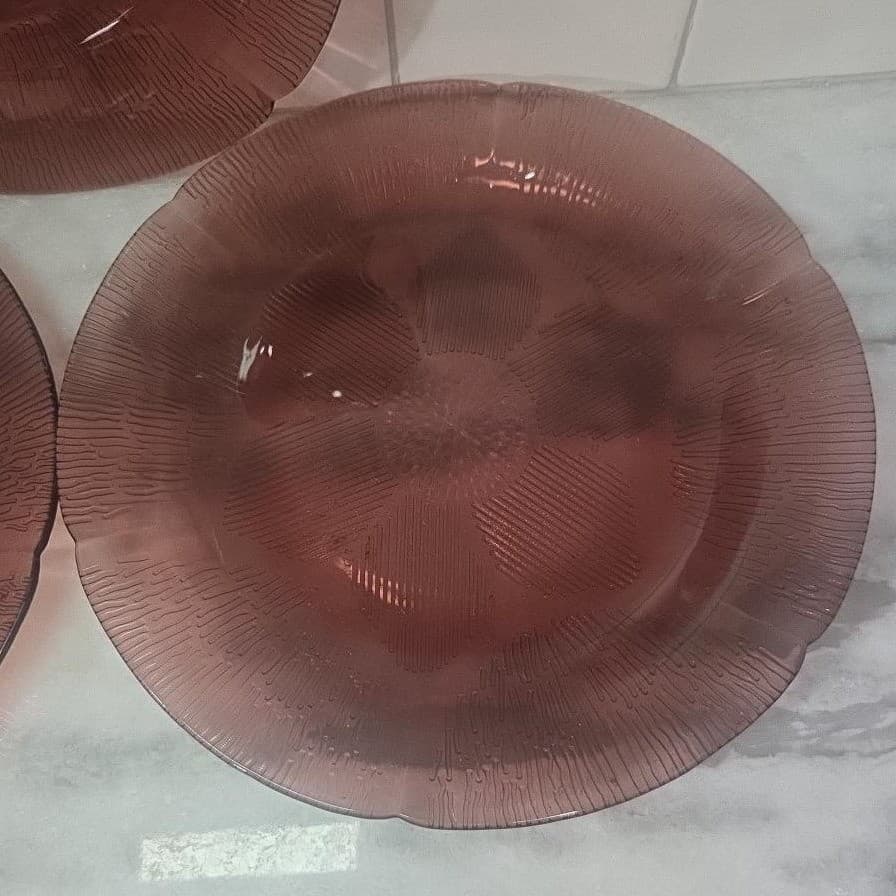 Forte Crisa Amethyst Dinner Plates, Set of 3, Vintage Purple Glass Tableware - Thumbnail 3