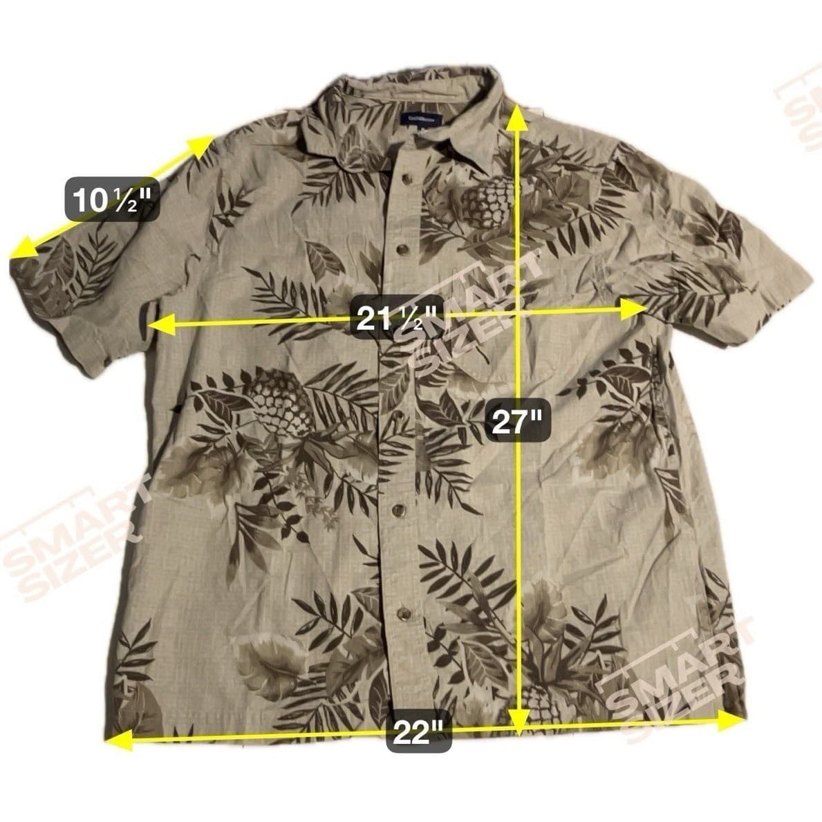 Croft & Barrow Tan Brown Pineapple Tropical Cotton Button Down, Men's Medium - Thumbnail 2
