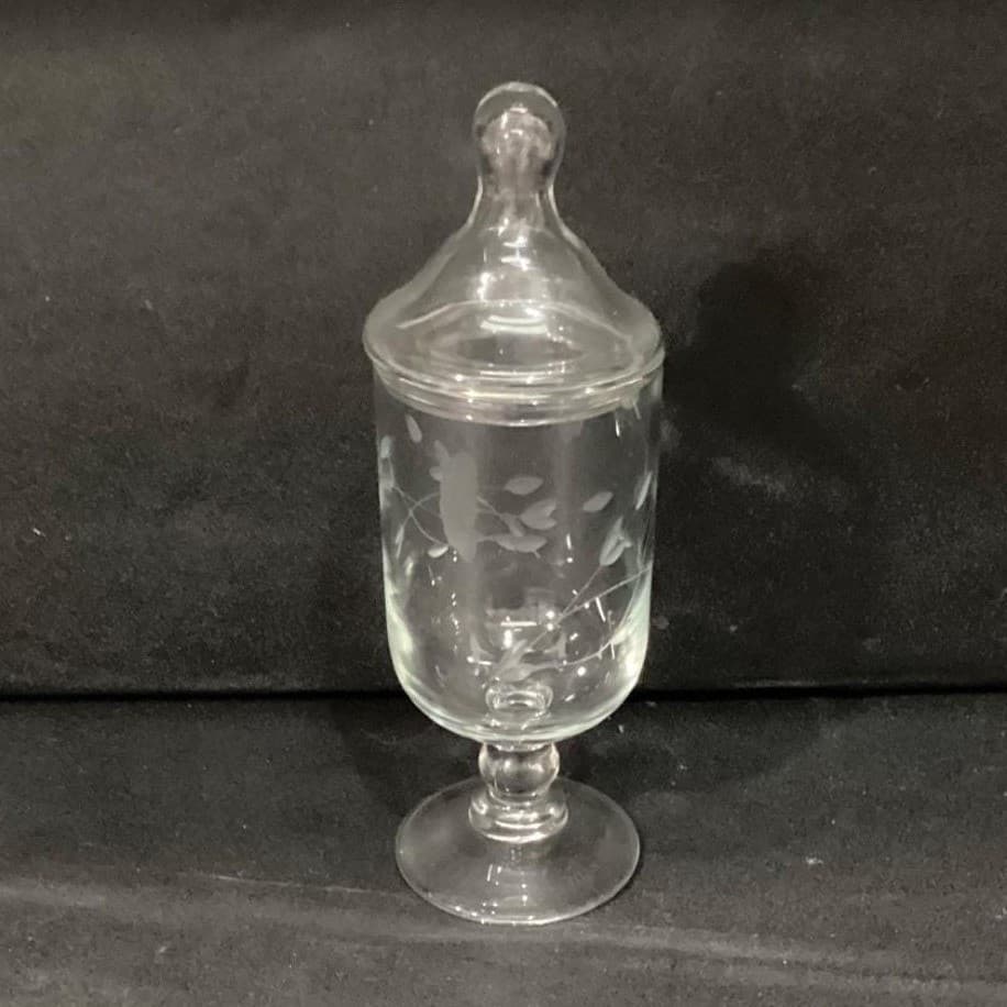Princess House Heritage Apothecary Jar, Footed Candy Dish, Etched Container - Thumbnail 10