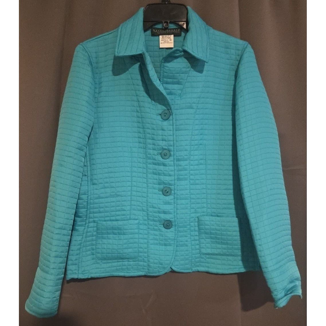Harve Benard by Benard Holtzman Turquoise Quilted Grid Jacket, Woman's Size 10 - Thumbnail 3