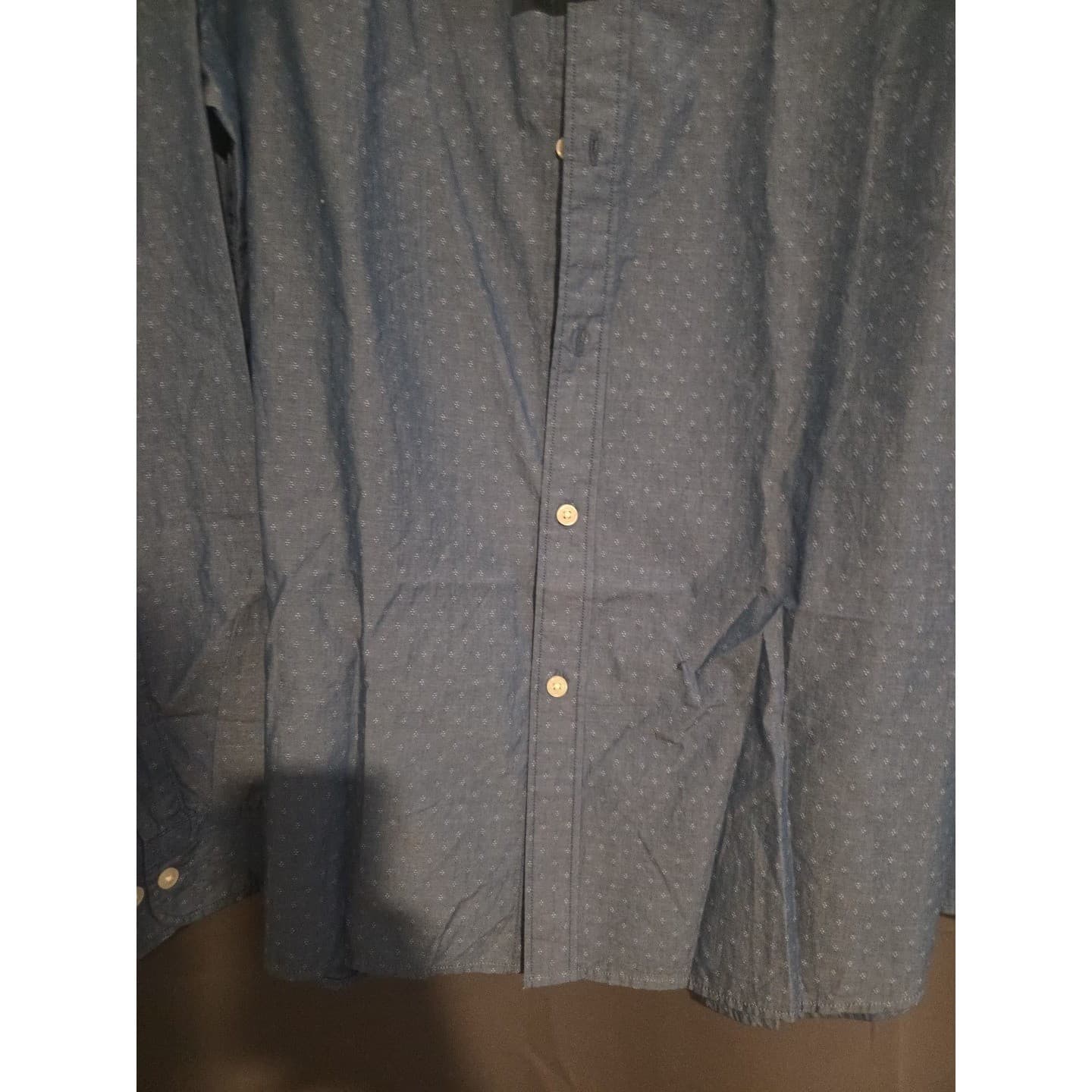 Michael Kors Classic Fit Ocean Blue Long Sleeve Button Down, Men's Large Shirt - Thumbnail 7