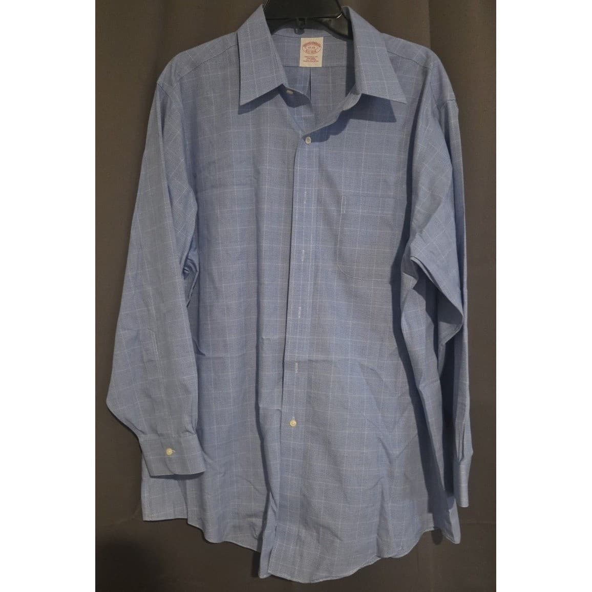 Brooks Brothers Blue Glen Plaid Traditional Fit Non-Iron Dress Shirt Men's 17-33 - Thumbnail 3