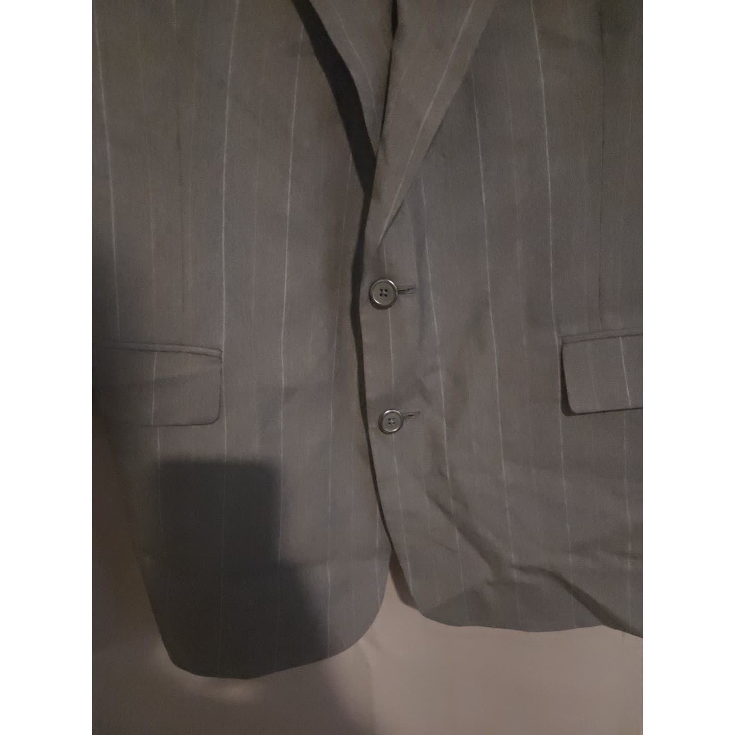 Hart Schaffner Marx Gold Trumpeter Charcoal Grey Wool Pinstripe Blazer Men's 44R - Thumbnail 6