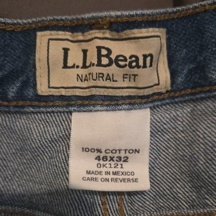 LL Bean Natural Fit Blue Denim Straight Leg Jeans, Men's 46x32, Medium Wash - Thumbnail 5