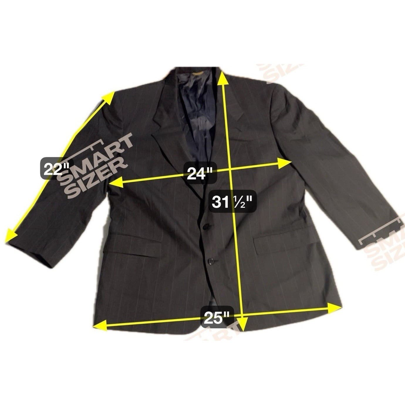 Hart Schaffner Marx Gold Trumpeter Charcoal Grey Wool Pinstripe Blazer Men's 44R - Thumbnail 2