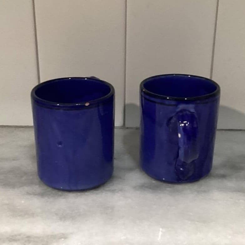Heal's London Blue Drip Coffee Cups, Set of 2, Italian Pottery Stoneware Mugs - Thumbnail 11