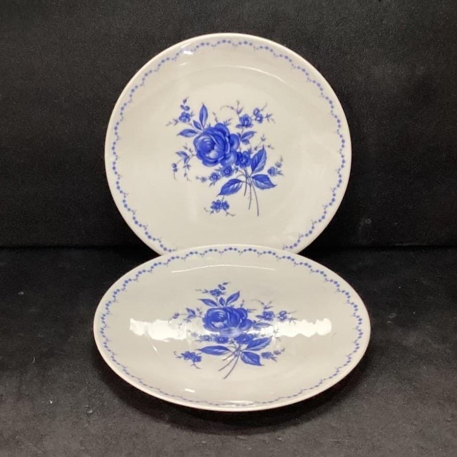Alboth & Kaiser Bavaria Salad Plates, Set of 2, Vintage Blue Floral Tableware - Thumbnail 2