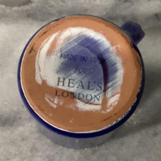 Heal's London Blue Drip Coffee Cups, Set of 2, Italian Pottery Stoneware Mugs - Thumbnail 5