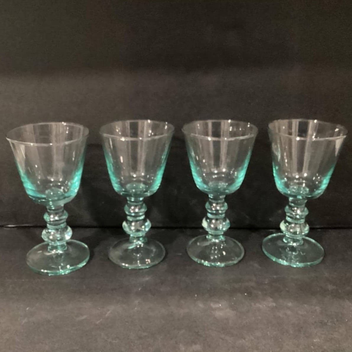 Recycled Mint Green Water Goblets, Set of 4, Sea Green Footed Glasses, Drinkware - Thumbnail 8