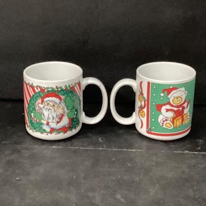 Houston Foods Christmas Coffee Cups, Set of 2, Santa Clause & Teddy Bear Design - Thumbnail 2