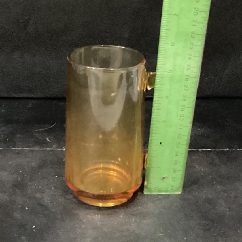 Hazel Atlas Amber Beer Mugs, Set of 2, Vintage Stackable Glasses, Glass Steins - Thumbnail 6