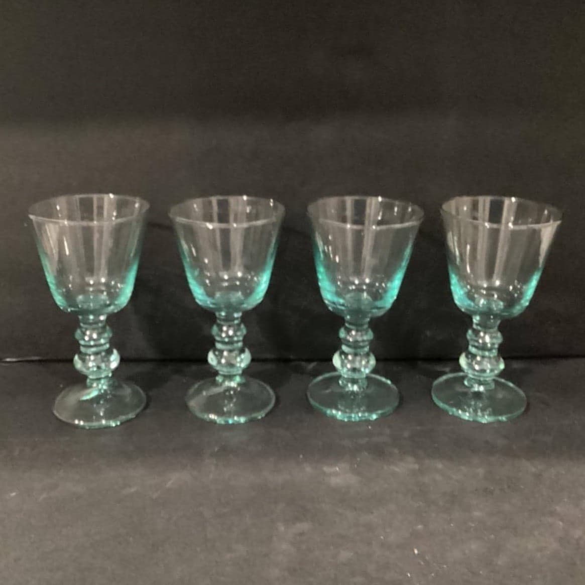 Recycled Mint Green Water Goblets, Set of 4, Sea Green Footed Glasses, Drinkware - Thumbnail 2