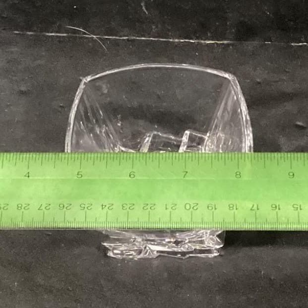 Ice Cube Sculpted Rocks Glass, Vintage Square Whiskey Tumbler, Clear Barware - Thumbnail 7