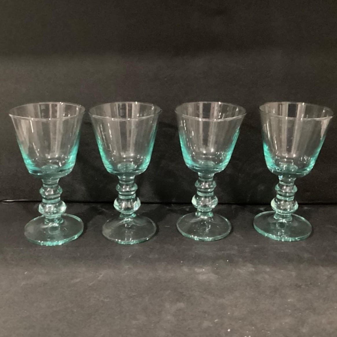 Recycled Mint Green Water Goblets, Set of 4, Sea Green Footed Glasses, Drinkware - Thumbnail 10