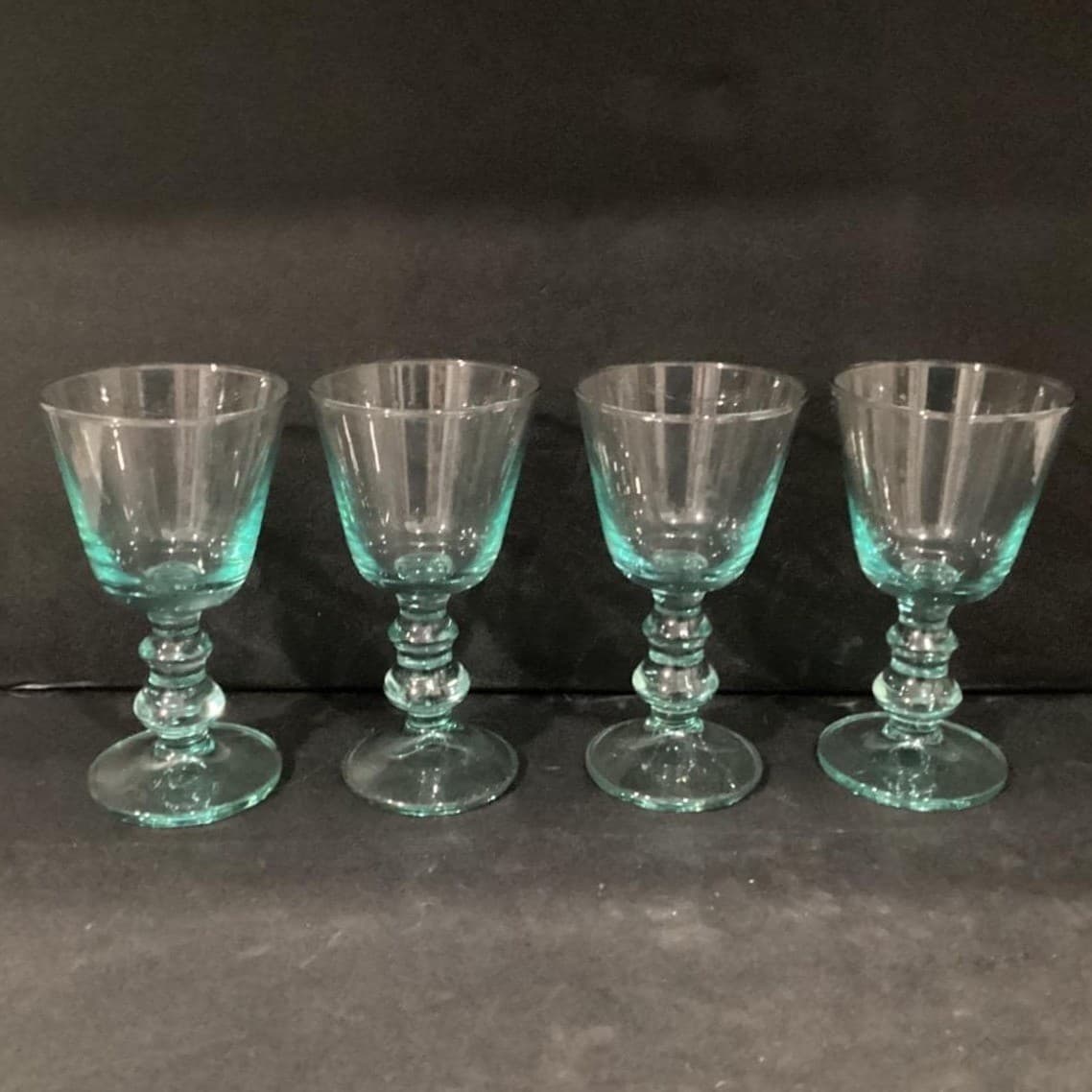 Recycled Mint Green Water Goblets, Set of 4, Sea Green Footed Glasses, Drinkware - Thumbnail 9