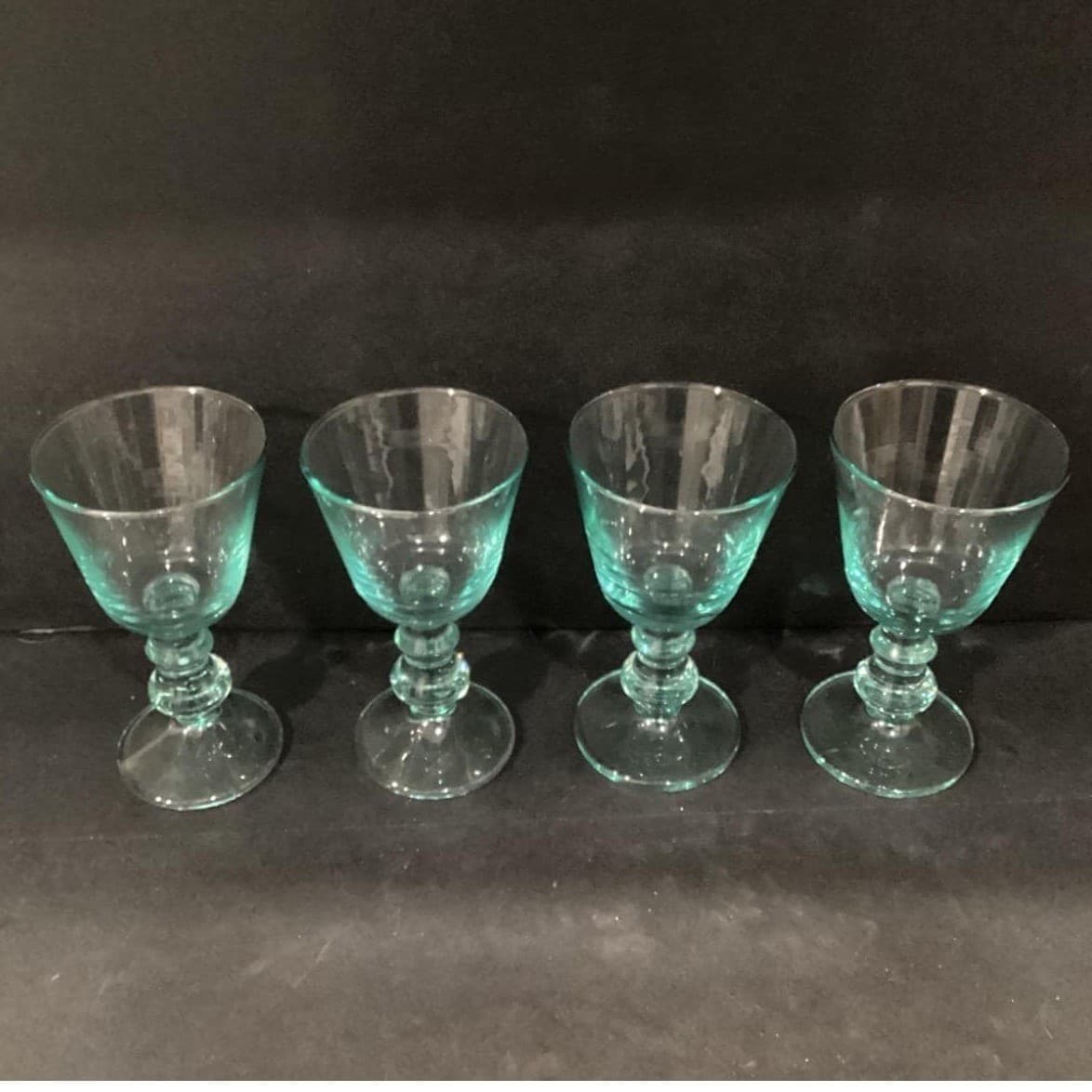 Recycled Mint Green Water Goblets, Set of 4, Sea Green Footed Glasses, Drinkware - Thumbnail 3