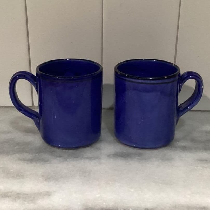 Heal's London Blue Drip Coffee Cups, Set of 2, Italian Pottery Stoneware Mugs - Thumbnail 8