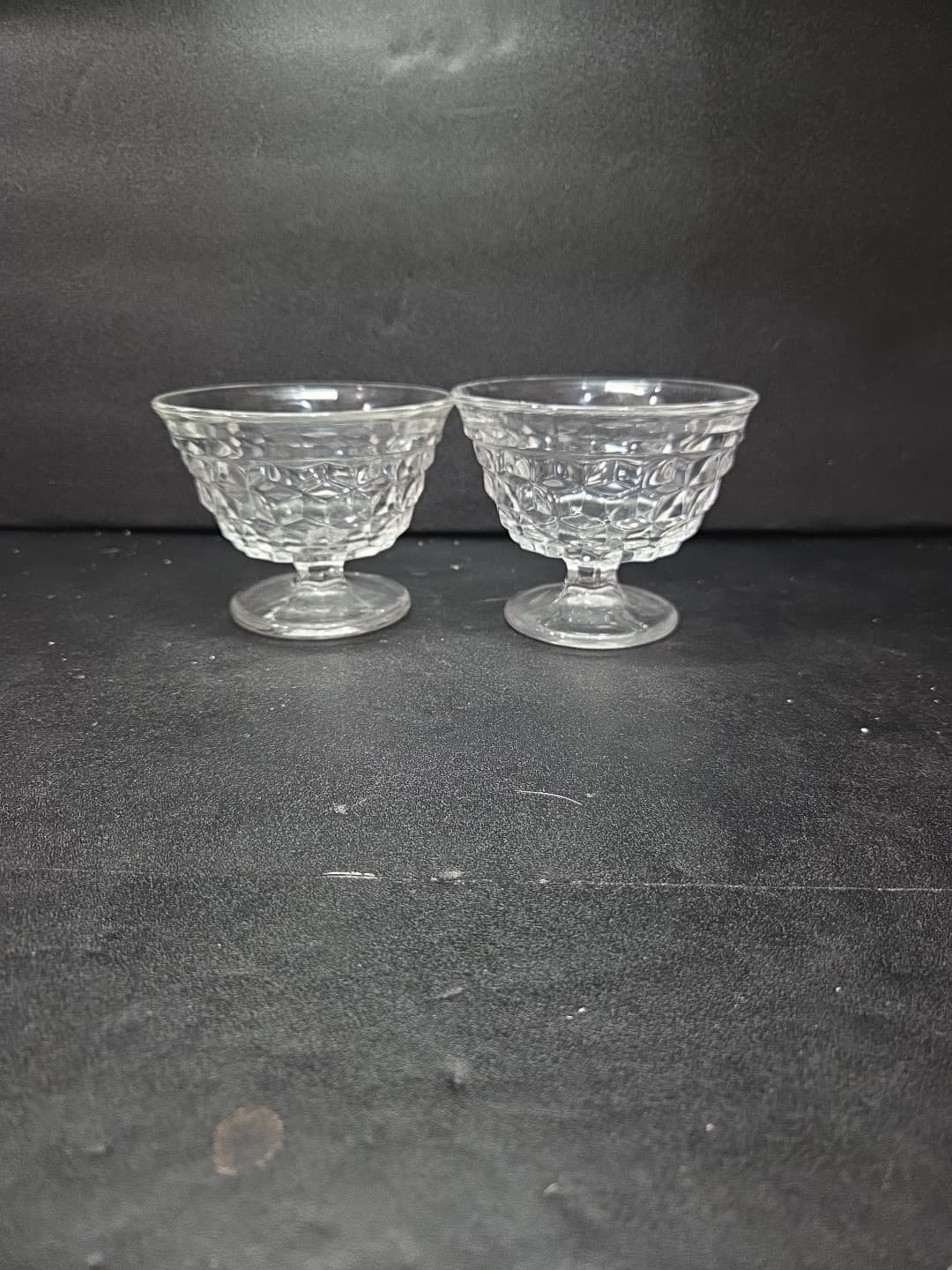Fostoria American Cubist Sundae Dishes, Set of 2, Clear Goblet, 3" Dessert Bowls - Thumbnail 4