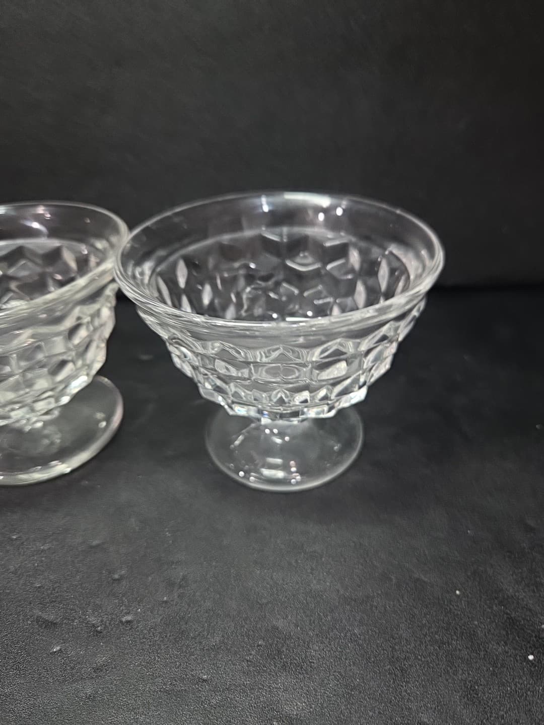 Fostoria American Cubist Sundae Dishes, Set of 2, Clear Goblet, 3" Dessert Bowls - Thumbnail 7